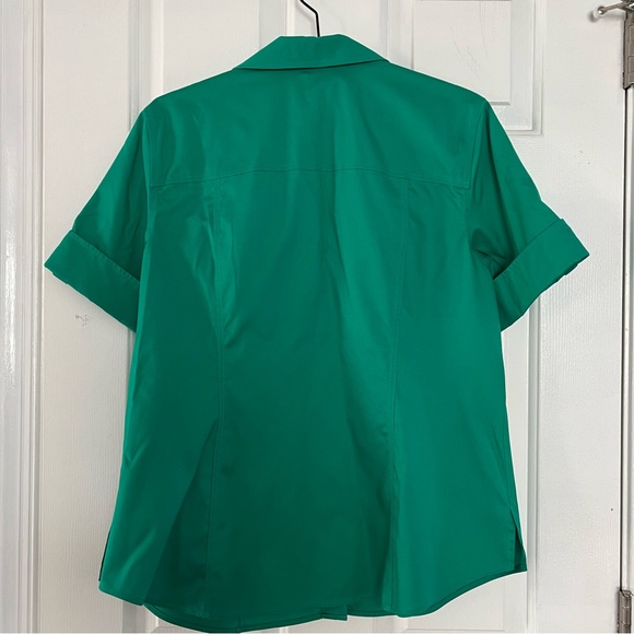 Chico’s No-Iron Short Sleeve Green Blouse Top - Picture 2 of 5